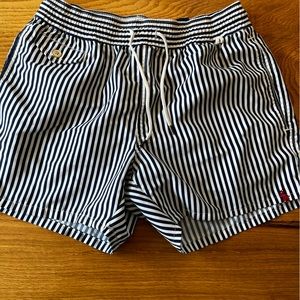 Polo Men’s Swimsuit Size Small Blue White Stripes (Swim Trunks)